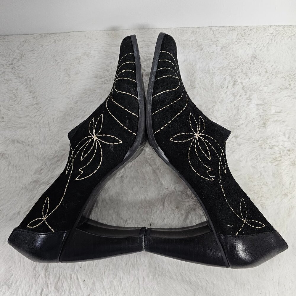 Matisse Pumps Black Suede Embroidered Goth Grunge Boho 10M - Picture 11 of 16